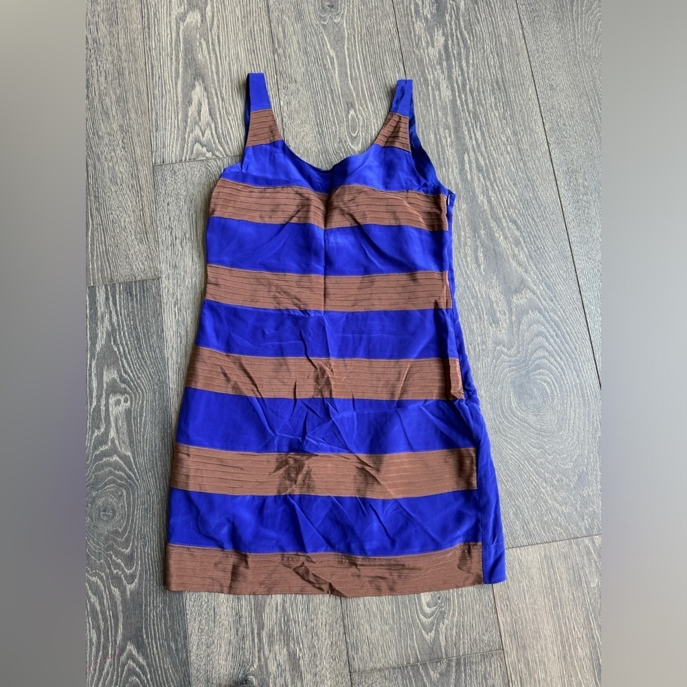 Greylin Ribbed Striped Silk Dress Size Small